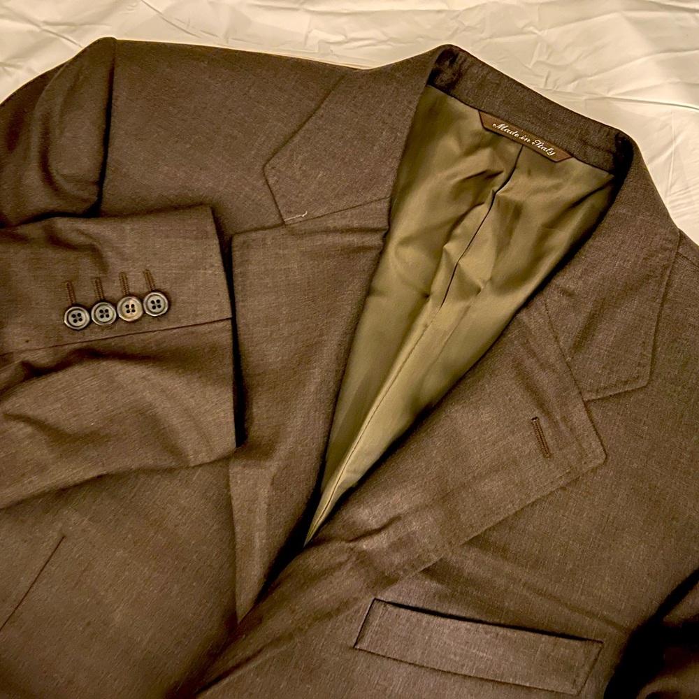 Canali Men’s 54R Dark Chocolate Super 140’s Pure Wool Sports Suit Blazer